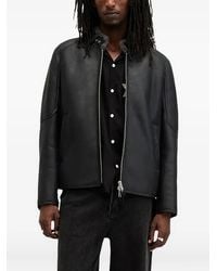 AllSaints - Leather Zip-Front Jacket - Lyst