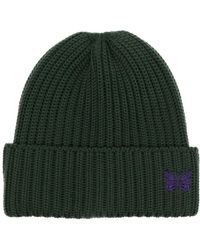 Needles - Logo-embroidered Wool Beanie - Lyst