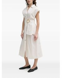 Isabelle Blanche - Striped-Pattern Belted Midi Shirt Dress - Lyst