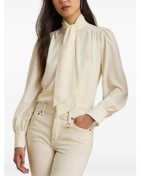 Ralph Lauren - Tie-Neck Blouse - Lyst
