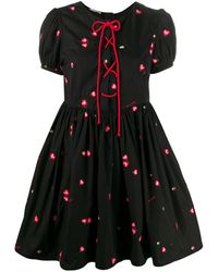 Miu Miu Floral embroidered short dress - Schwarz