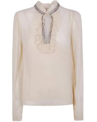 Twinset - Embellished Ruffled Blouse - Lyst