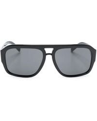 Dolce & Gabbana - Logo-Plaque Pilot-Frame Sunglasses - Lyst