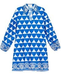 Maliparmi - Optical-Print Broderie-Anglaise Mini Dress - Lyst
