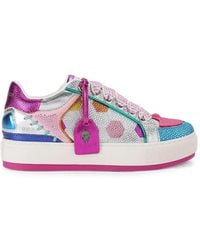 Kurt Geiger - Crystal-Embellished Metallic Leather Sneakers - Lyst