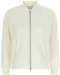 Peserico - Punto Luce Ribbed Knit Zip Sweatshirt - Lyst