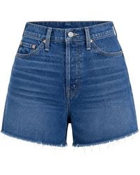 Mother - Flutter Frayed-Hem Denim Shorts - Lyst