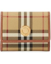 Burberry - Small Check Folding Wallet - Lyst