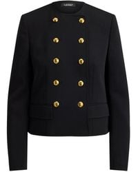 Ralph Lauren - Double-Breasted Sablé Crepe Jacket - Lyst