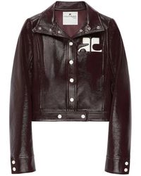 Courreges - Vinyl-Effect Logo-Plaque Cropped Jacket - Lyst