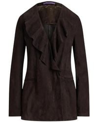Ralph Lauren - Heddie Ruffle-Trim Lamb-Suede Jacket - Lyst