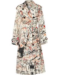 Burberry Graffiti Print Trench Coat - White
