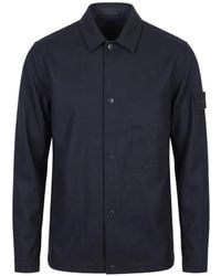 Stone Island - Logo-Patch Button-Up Shirt - Lyst
