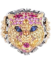 Gucci - 18Kt Geelgouden Le Marche Des Merveilles Ring Met Stenen - Lyst