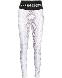Philipp Plein - Snake-Print Cotton Leggings - Lyst