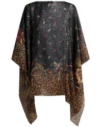 Etro - Poncho En Soie À Motif Paisley À Rayures Animales Et Florales - Lyst
