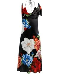Alice + Olivia - Floral-Print Cowl-Neck Midi Dress - Lyst