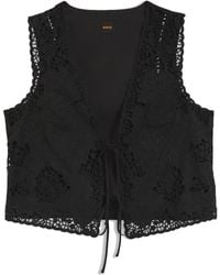 BOSS - Embroidered Tie-Fastening Top - Lyst