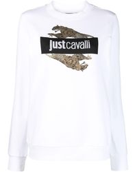 Just Cavalli - Rhinestone Logo Sweatshirt - Lyst