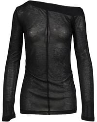 BOHEMSEO - Off-Shoulder Sheer Long-Sleeved T-Shirt - Lyst