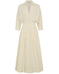 Nicholas - Lanae Puff-Sleeve Pleated Midi Dress - Lyst