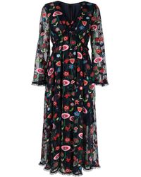 Talbot Runhof - Floral-embroidered Tulle Maxi Dress - Lyst