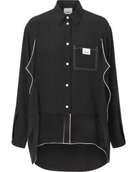 Burberry Camisa oversize de crepé de China - Negro