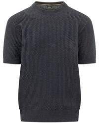 BOSS - Waffle-Knit Cotton Sweater - Lyst
