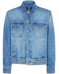 Balmain - Veste En Jean À Détails De Zips - Lyst