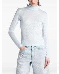 CASABLANCA - Monogram-Pattern High-Neck Top - Lyst