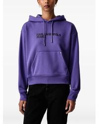 KARL LAGERFELD - Logo-Print Drawstring Hoodie - Lyst