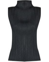 Pleats Please Issey Miyake - Top A Coste A Collo Alto - Lyst