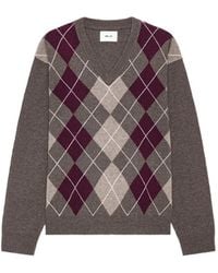 NN07 - Otto Argyle V-Neck Sweater - Lyst