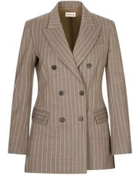 P.A.R.O.S.H. - Pinstripe Double-Breasted Blazer - Lyst