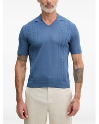 Benetton - Cable-Knit V-Neck Polo Shirt - Lyst