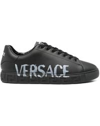 Versace - 'New Greca' Low Sneakers With Greca Motif And Lettering Logo On The Side - Lyst