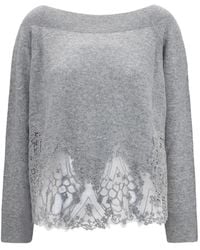 Ermanno Scervino - Lace-Trim Boat-Neck Sweater - Lyst
