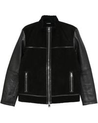Les Hommes - Contrast-Sleeve Leather Jacket - Lyst