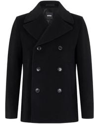 BOSS - Slim-Fit Double-Breasted Short Coat - Lyst