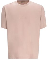Herno - Katoenen T-Shirt Met Borduurwerk - Lyst