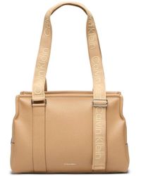 Calvin Klein - Logo-Strap Pebbled-Effect Tote Bag - Lyst