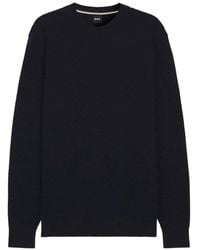 BOSS - Cotton Sweater With Knitted Structure - Lyst