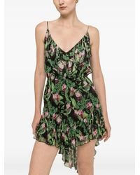 Nissa - Printed Chiffon Asymmetric Mini Dress - Lyst