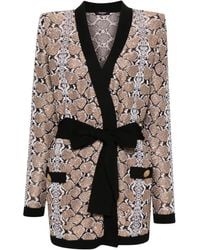 Balmain - Cardigan À Effet Peau De Python - Lyst