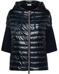 Herno - Knitted-panels Hooded Puffer Jacket - Lyst