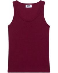 Gcds - Geribbelde Tanktop Met Borduurwerk - Lyst