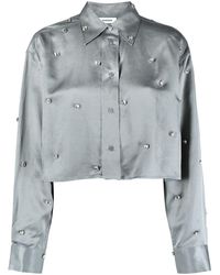 Sandro - Crystal-embellished Cropped Shirt - Lyst