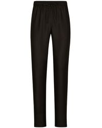 Dolce & Gabbana - Pantalon de jogging en soie à logo brodé - Lyst