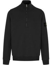 Stone Island - Sweater Met Patch En Halve Rits - Lyst
