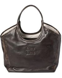Miu Miu - Ivy Leather Logo Tote Bag - Lyst